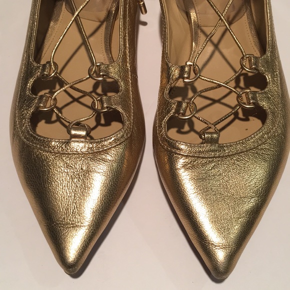 MICHAEL Michael Kors gold criss-cross strap flat - Picture 3 of 8